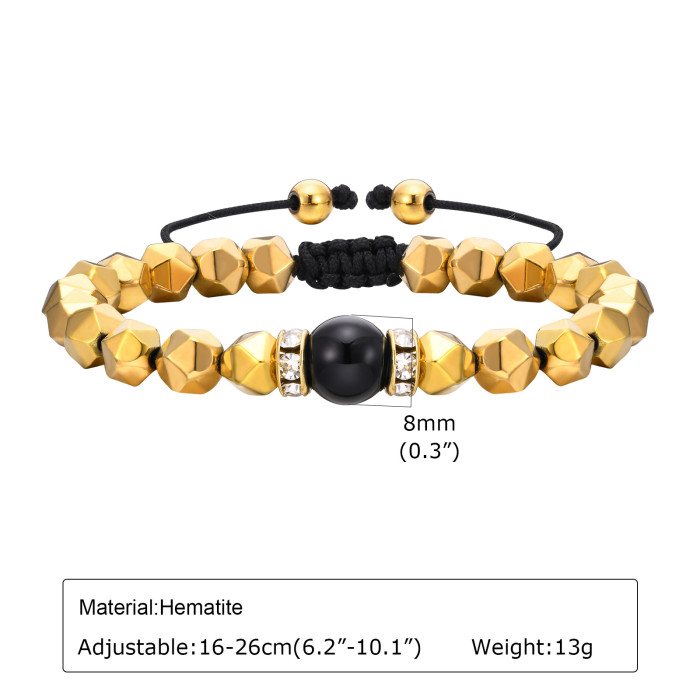 Wholesale Men's Gold Black Gallstone Bracelet
