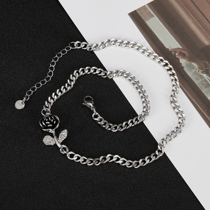 Wholesale Stainless Steel Rose Pendant Necklace