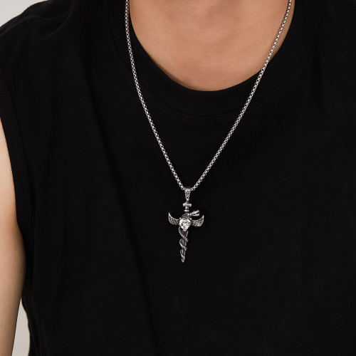 Wholesale Stainless Steel Cross Snake Necklace