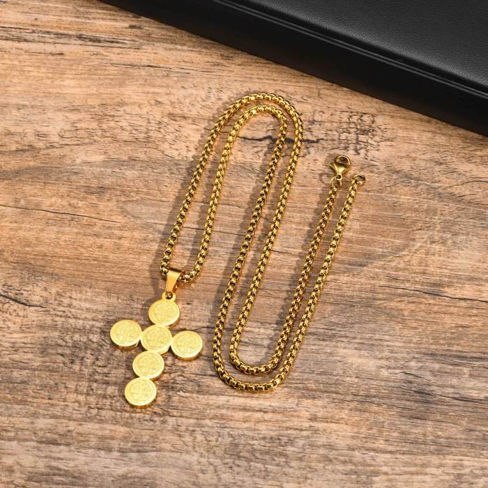 Wholesale Stainless Steel Gold IP Cross