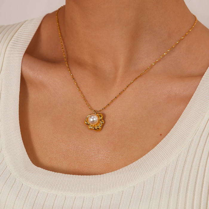 Wholesale Stainless Steel Gold Plated Pearl Pendan
