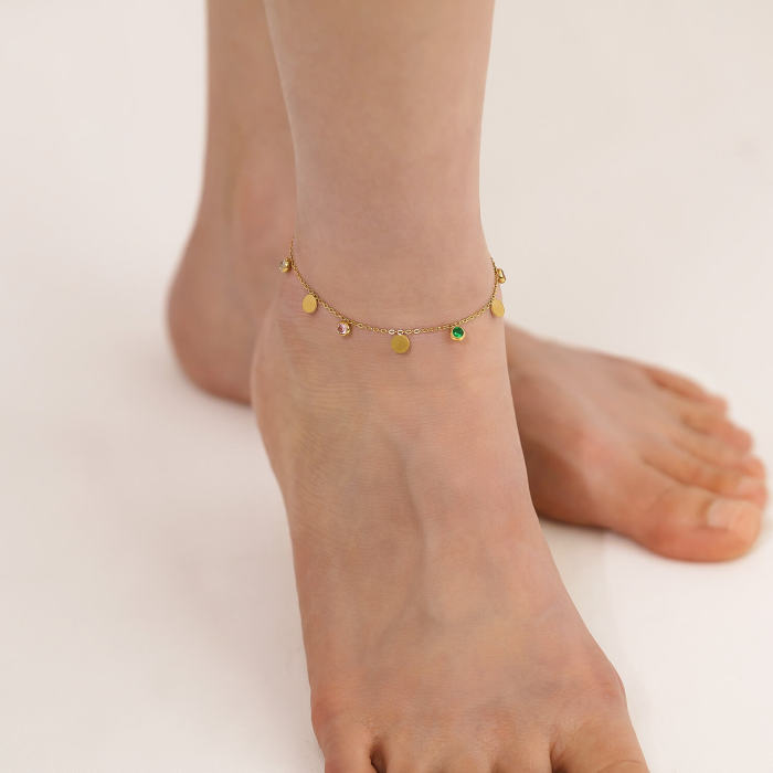 Wholesale Stainless Steel Colored Zirconia Anklet