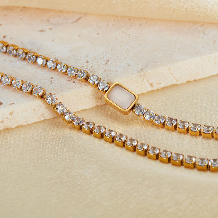 Wholesale Stainless Steel CZ Chain Necklace
