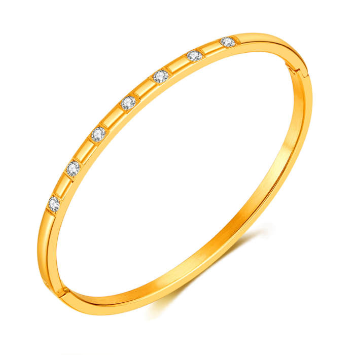 Wholesale Stainless Steel Minimalist Zirconia Bangle