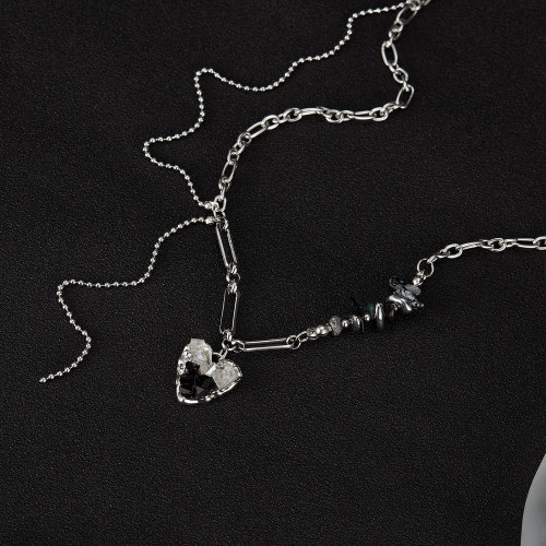 Wholesale Stainless Steel Black Gallstone Necklace