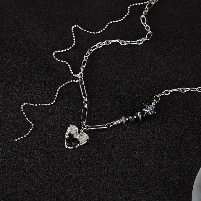 Wholesale Stainless Steel Black Gallstone Necklace