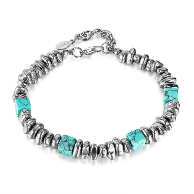 Wholesale Blue Turquoise Black Gallstone Bracelet