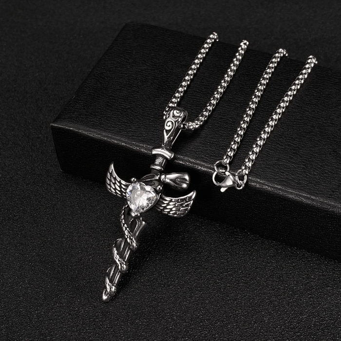 Wholesale Stainless Steel Cross Snake Necklace