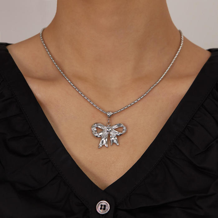 Wholesale Stainless Steel Ribbon Pendant Necklace