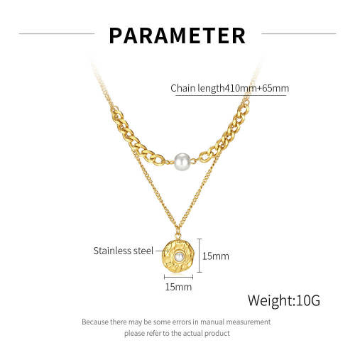 Wholesale Stainless Steel Pearl Double Layer Chain