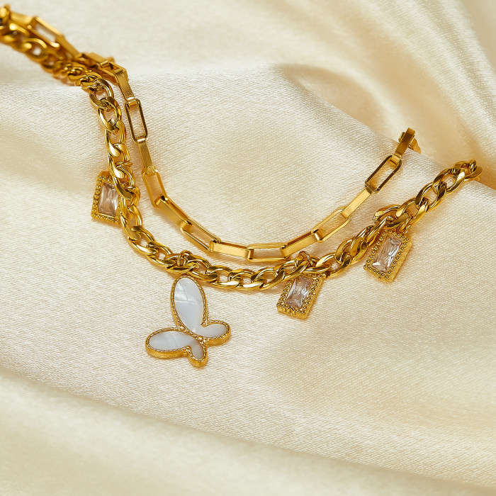 Wholesale Stainless Steel Butterfly Double Bracelet