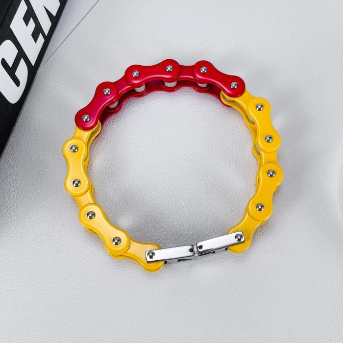 Wholesale Stainless Steel Two Tone Biker Bracelet