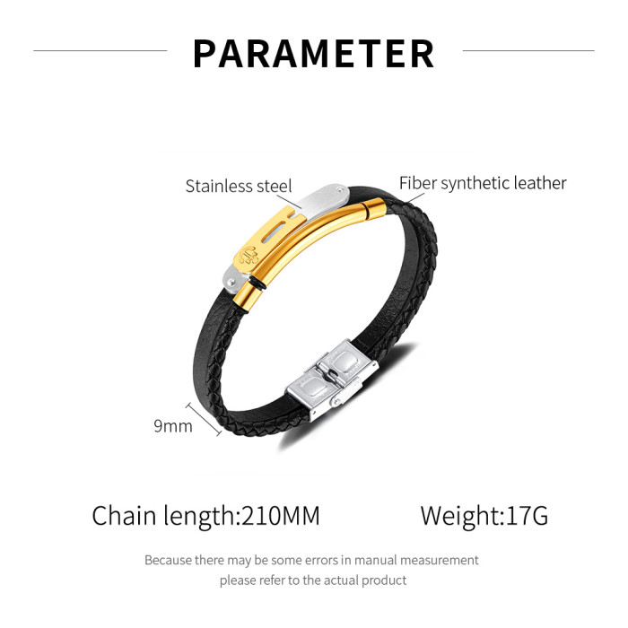 Wholesale Double Woven Men's Leather Bracelet