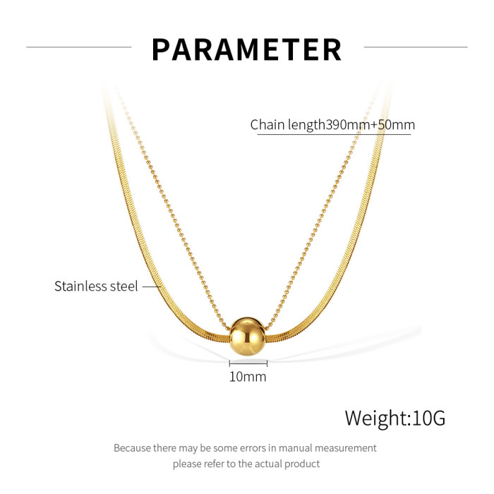 Wholesale Stainless Steel Ball Double Layered Necklace