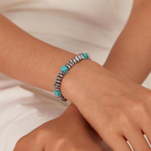 Wholesale Blue Turquoise Black Gallstone Bracelet