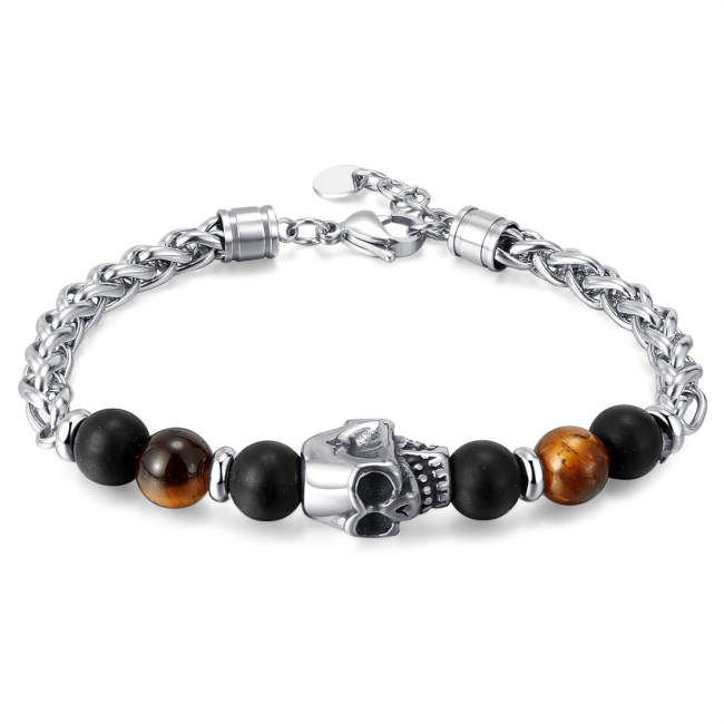 Wholesale Stainless Steel Mens Bracelet with Skull
