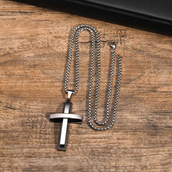 Wholesale Stainless Steel Double Layer Cross Pendant