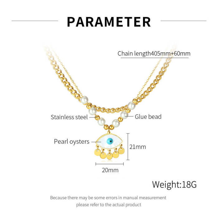 Wholesale Stainless Steel Devil's Eye Layer Necklace