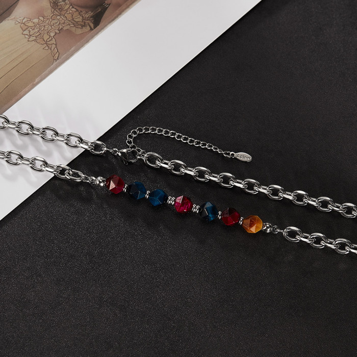 Wholesale Stainless Steel Natural Stone Chain Necklace