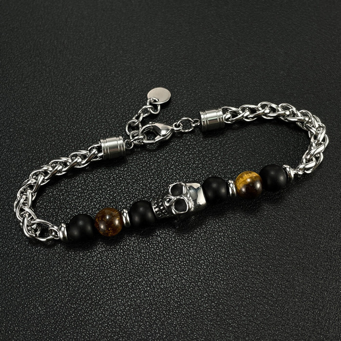 Wholesale Stainless Steel Mens Bracelet with Skull
