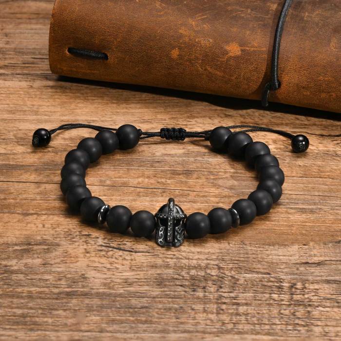 Wholesale Black Gallstone Helmet Agate Beaded Bracelet