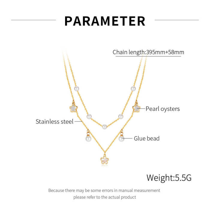 Wholesale Stainless Steel Pearl Double Layer Necklace