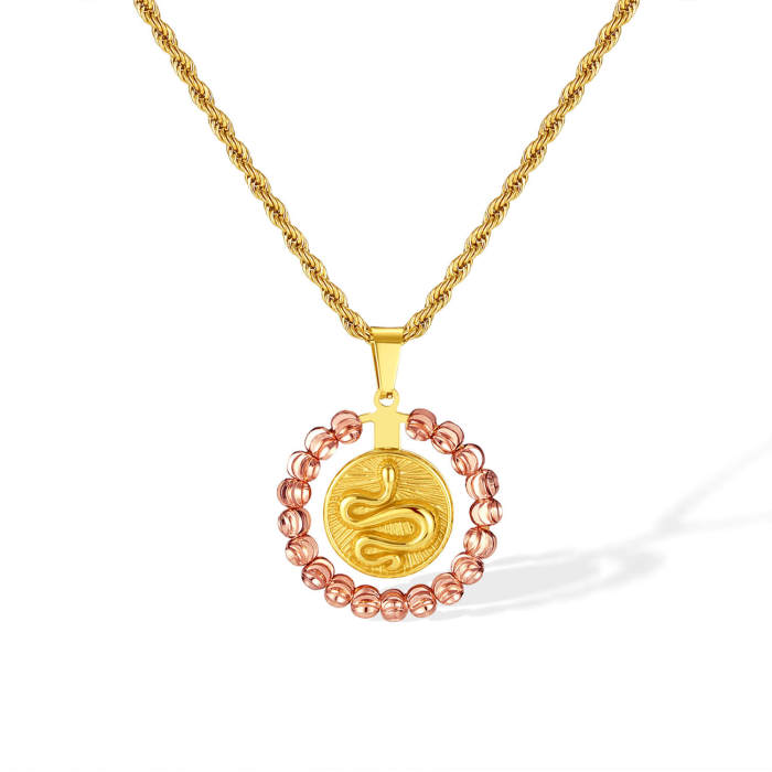 Wholesale Stainless Steel Round Snake Pendant