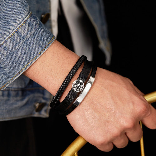 Wholesale Men's Multi-Layer Braided Leather Bracelet
