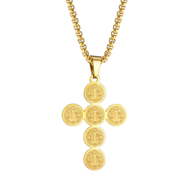 Wholesale Stainless Steel Gold IP Cross
