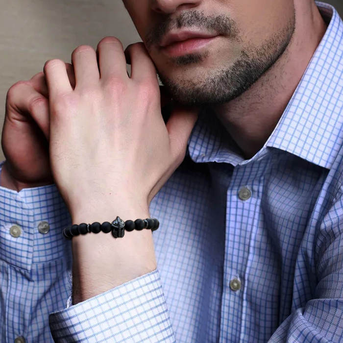 Wholesale Black Gallstone Helmet Agate Beaded Bracelet