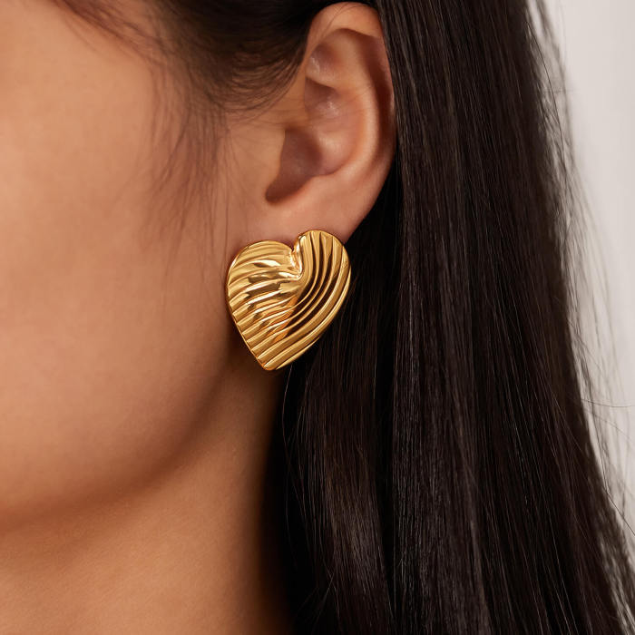 Wholesale Stainless Steel Gold Heart Earring