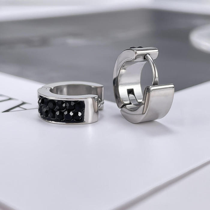 Wholesale Stainless Steel Huggie Earrings with CZ