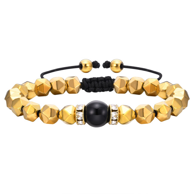 Wholesale Men's Gold Black Gallstone Bracelet