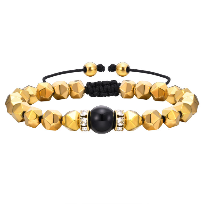 Wholesale Men's Gold Black Gallstone Bracelet