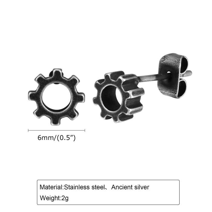 Wholesale Stainless Steel Gear Stud Earrings