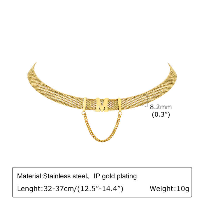Wholesale Stainless Steel Mesh Letter M Necklace