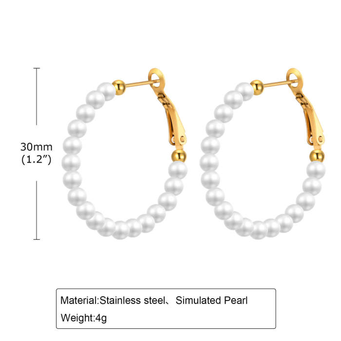Wholesale Stainless Steel Imitation Pearl Earrings