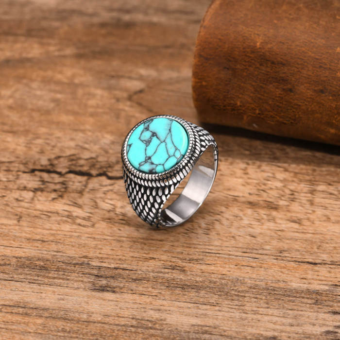 Wholesale Stainless Steel Black Onyx Turquoise Ring