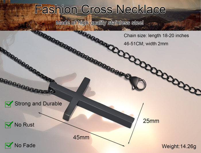 Wholesale Stainless Steel Width 25MM Cross Necklace