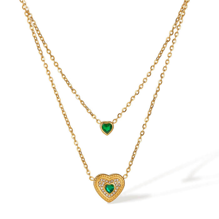 Wholesale Stainless Steel Double Heart Necklace