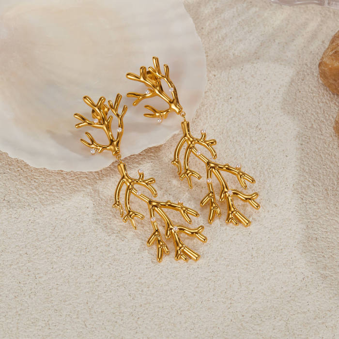 Wholesale Stainless Steel Coral Earrings