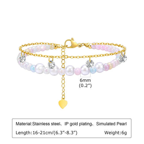 Wholesale Stainless Steel Chain Pearl Layer Bracelet