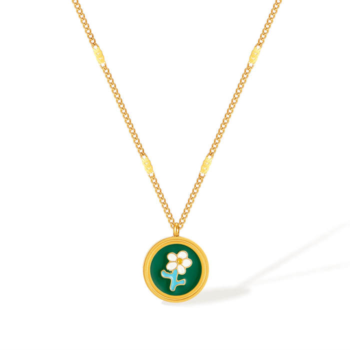 Wholesale Stainless Steel Flower Pendant Necklace
