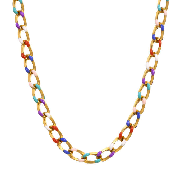 Wholesale Stainless Steel Colorful Handmade Chain Necklace