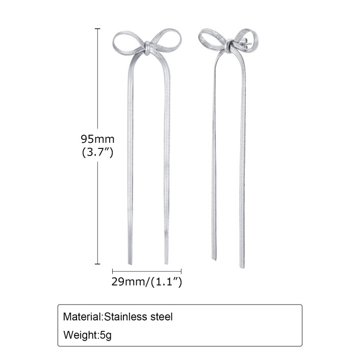 Wholesale Stainless Steel Ribbon Women's Earrings