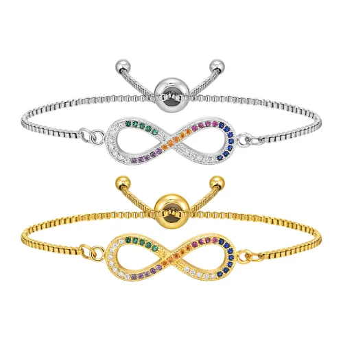 Wholesale Copper Colorful Zirconia Infinity Bracelet
