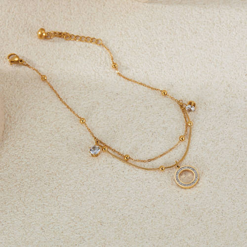 Wholesale Stainless Steel Double Layered Anklet