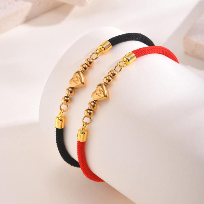 Wholesale Stainless Steel Heart Initial Bracelet