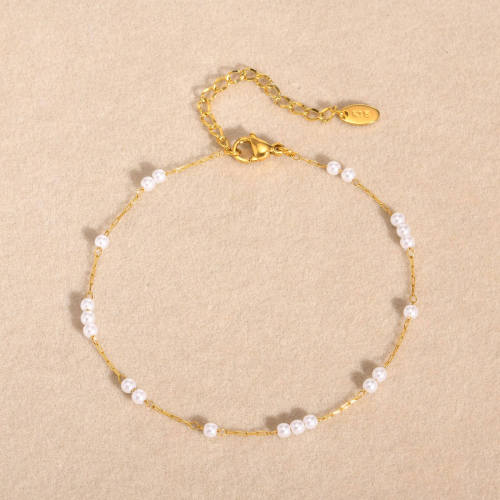 Wholesale Stainless Steel Imitation Pearl Anklet