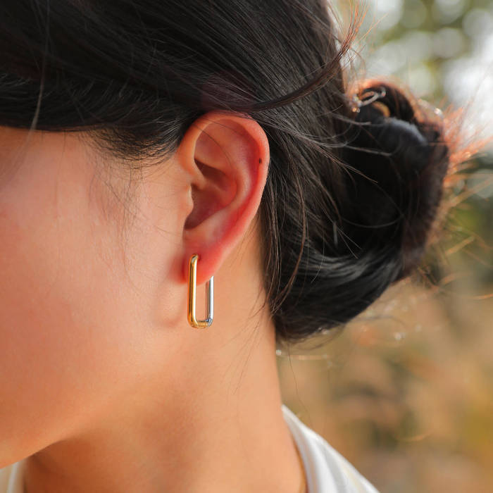 Wholesale Stainless Steel Two Tone Earrings